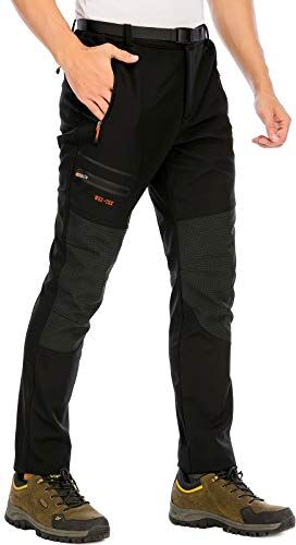 DAFENP Pantaloni Trekking Uomo Softshell Pantaloni Montagna Escursionismo Impermeabili Caldo Invernali All'aperto KZ1662M-Black2-M