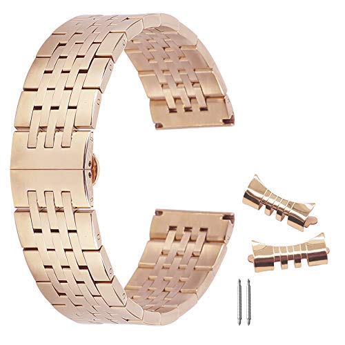 AUTULET 20 millimetri solido bracciale orologio resistente acciaio inox per gli uomini di sport della vigilanza metal band stile giubileo in oro rosa