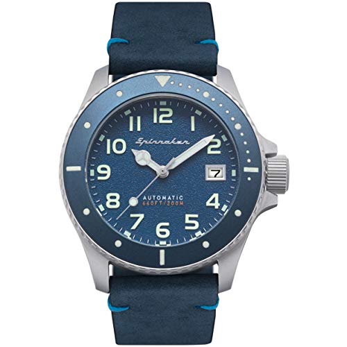 SPINNAKER Men's Spence 41.5mm Black Leather Band Steel Case Automatic Blue Dial Analog Watch SP-5066-02