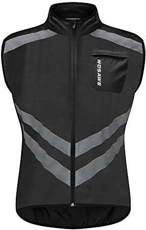 WOSAWE Maglia da Uomo Senza Maniche da Ciclismo Traspirante Estate Sport all'Aria Aperta Usura Gilet Bicicletta Riflessivo Abbigliamento (BL208 Nero L)