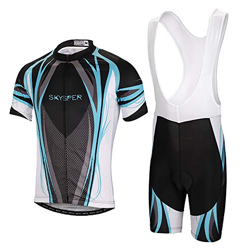 SKYSPER Abbigliamento Ciclismo Set, Nuova Collezione Estivo Abbigliamento Sportivo per Bicicletta Maglia Manica Corta + Pantaloni Corti per Uomo