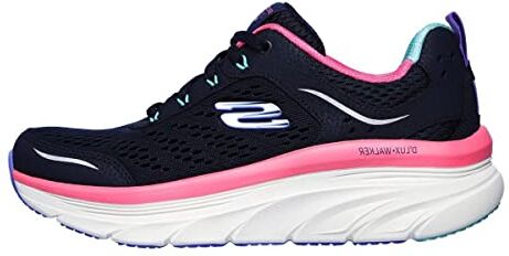 Skechers D'lux Walker Infinite Motion, Scarpe Da Ginnastica Donna, Multicolore Navy Silver Pink, 36 EU