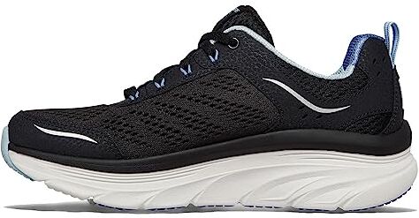 Skechers D'lux Walker Infinite Motion, Scarpe sportive Donna, Black Leather Mesh Lt Blue Trim, 36 EU