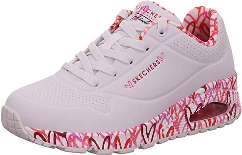 Skechers Jgoldcrown Uno Loving Love, Scarpe da Ginnastica Basse Donna, White/Red, 42 EU