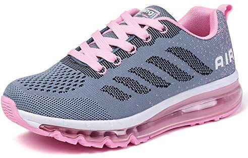 frysen Uomo Donna Air Scarpe da Ginnastica Corsa Sportive Fitness Running Sneakers Basse Interior Casual all'Aperto Gray Pink 36 EU