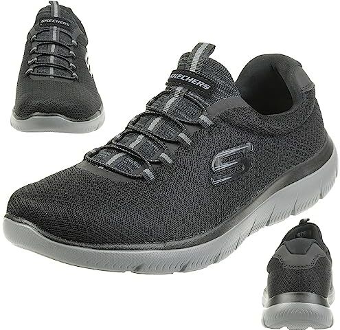 Skechers Summits, Scarpe da ginnastica Uomo, Black Mesh Charcoal Trim, 42.5 EU