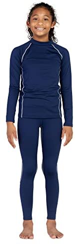 LAPASA Set Termico Sportivo Bambina Traspirante Strato Base Peso Leggero Maglia e Pantaloni Calzamaglia G18 Blu Navy 9-10 Anni