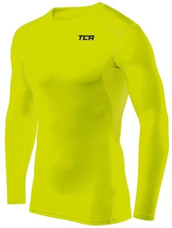 TCA Hyperfusion Compression Base Layer Maglia Manica Lunga sotto Maglia da Uomo e Bambino - Verde Acceso, S