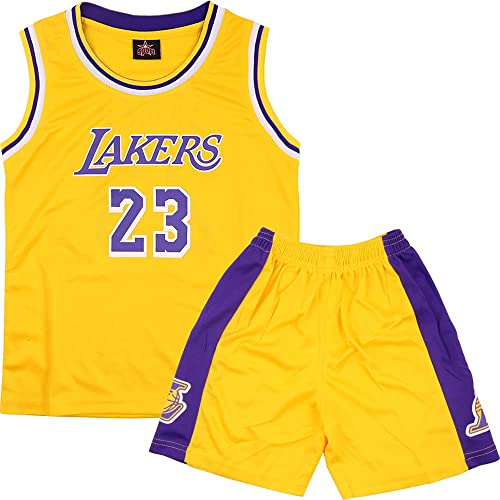 DaceStar Completo Basket Bambino,Completo Basket Ragazzo 2 Pezzi, Divisa Basket Bambino Popolare, Maglia Basket Bambino, Canotta Basket Bambino + Pantaloncini 10-12 Anni(Giallo, XL)