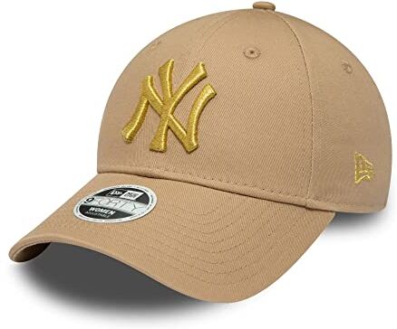 New Era York Yankees Baseball Fancap Beige Braun Strapback gebogener Schirm MLB Dame Frau - One-Size