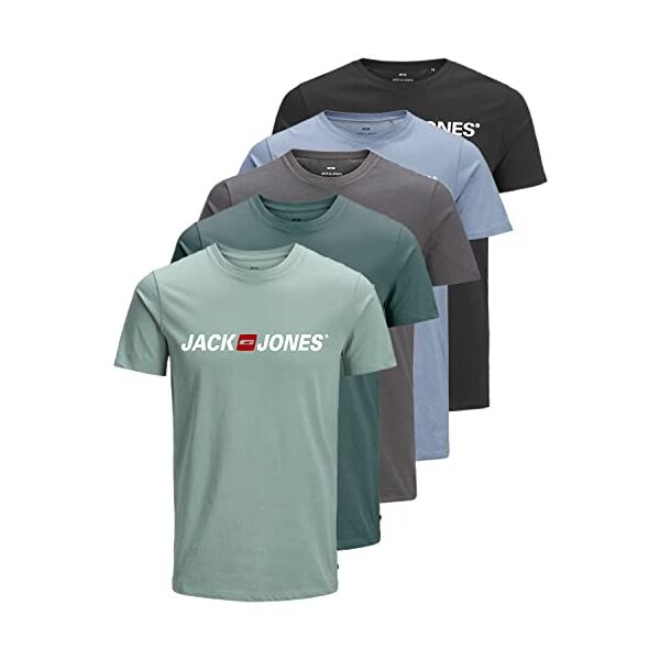 jack & jones t-shirt da uomo 5 pezzi, cotone, manica corta, misto, taglia s-3xl (slim opt 3, xl)