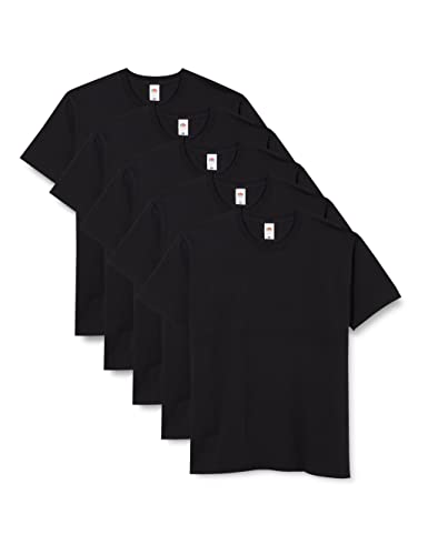 Fruit of the Loom Iconic, Lightweight Ringspun Tee, 5 Pack T-Shirt, Nero (Black 36), XXXXX-Large (Manufacturer Size:5XL) (Pacco da 5) Uomo