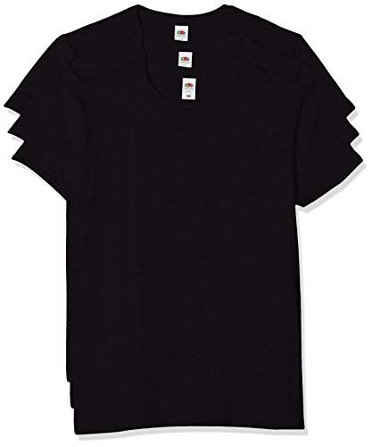 Fruit of the Loom Iconic, Lightweight Ringspun Tee, 3 Pack T-Shirt, Nero (Black 36), XX-Large (Taglia Produttore: 2XL) (Pacco da 3) Uomo