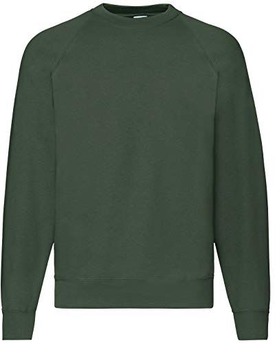 Fruit of the Loom - Felpa Girocollo Maniche Raglan - Uomo (XL) (Verde bottiglia)