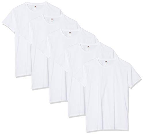 Fruit of the Loom Iconic, Lightweight Ringspun Tee, 5 Pack T-Shirt, Bianco (White 30), XXXXX-Large (Manufacturer Size:5XL) (Pacco da 5) Uomo