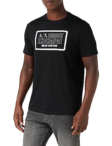 Armani Exchange Regular Fit Box Logo Pima Cotton Tee T-Shirt, Nero, L Uomo