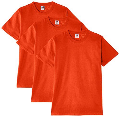 Fruit of the Loom - Heavy Cotton Tee Shirt 3 pack, T-shirt da uomo, colore arancione, taglia XXX-Large