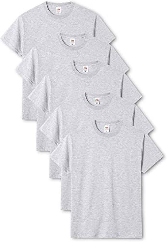 Fruit of the Loom Original T. T-Shirt, Grigio mlange, S (Pacco da 5) Uomo