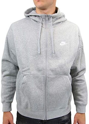 Nike Sportswear Club Fleece, Felpa con Cappuccio Uomo, Dk Grey Heather/Matte Silver/White, 2XL