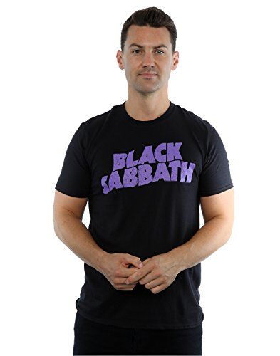 Black Sabbath nero Sabbath T Shirt Classic Wavy Vintage band logo Ufficiale Uomo nero