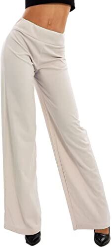 Toocool Pantaloni Donna a Palazzo Basic Elastico in Vita VI-9292 [XL,Beige]