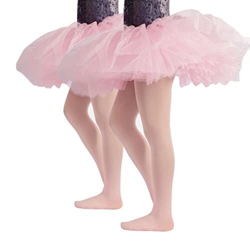 CALZITALY PACK 1/2 Collant Danza Bambina   Calze Ballet Bimba   40 Den   da 4 a 14 anni   Rosa, Nero, Naturale, Bianco (6 anni, 2 Paia - Rosa)