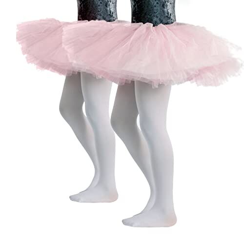 CALZITALY PACK 1/2 Collant Danza Bambina   Calze Ballet Bimba   40 Den   da 4 a 14 anni   Rosa, Nero, Naturale, Bianco (14 anni, 2 Paia - Bianco)