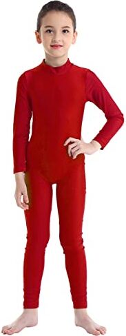 Freebily Body Ginnastica Artistica Bambina Maniche Lunghe Ballerina Vestito Danza Classica Balletto Tuta Sportiva Invernale Jumpsuit Pagliaccetto Tutine Dancewear Rosso A 3-4 anni