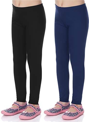 Merry Style Leggings Lunghi Bambina e Ragazza MS10-130(Nero/Blu Marino(2Pack), 122 cm)