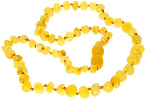 SilverAmber Jewellery - Collana in ambra baltica - limone - Lucida - Perle di ambra genuina al 100% - Massima qualità - Dimensione: 41 cm - NBARLEM41