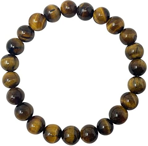 cotigo Bracciale in pietra naturale – Bracciale in filo elastico con perle di pietra naturale – varie pietre semi-preziose per donna, uomo yoga regalo (Occhio di tigre 8 mm)