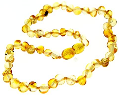 SilverAmber Jewellery - Collana in ambra baltica - miele - Lucida - Perle di ambra genuina al 100% - Massima qualità - Dimensione: 70 cm - NBARHON70