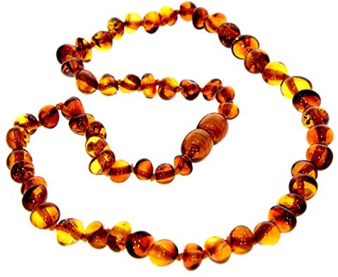 SilverAmber Jewellery - Collana in ambra baltica - Cognac - Lucida - Perle di ambra genuina al 100% - Massima qualità - Dimensione: 70 cm - NBARCOG70