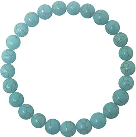 cotigo Bracciale in pietra naturale – Bracciale in filo elastico con perle di pietra naturale – varie pietre semi-preziose per donna, uomo yoga regalo (Turchese 8 mm)