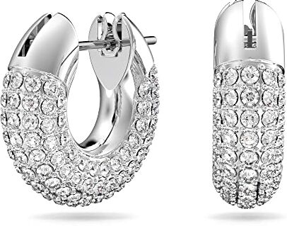 Swarovski Orecchini a cerchio Dextera, Pavé, Bianco, Placcato rodio