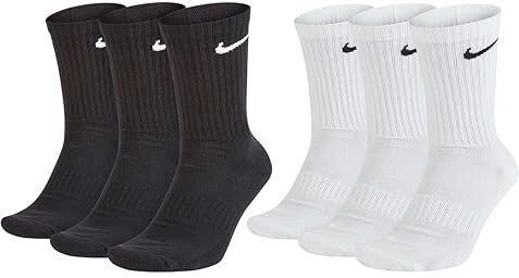 Nike Everyday Cushioned Crew - Calzini da allenamento unisex (3 paia) 8 paia bianche. L