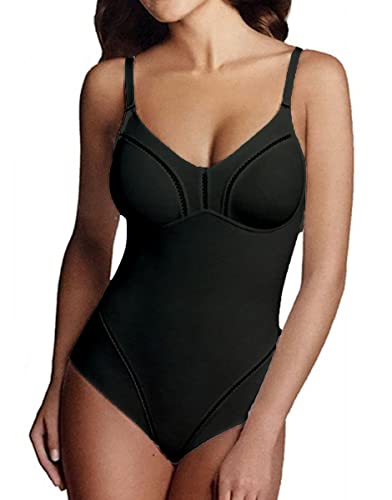 Lepel Body Contenitivo Liscio Senza Ferretto in Microfibra Elastico con Coppa C Preformata con Elegante Motivo Decorativo Dafne (7, NERO)