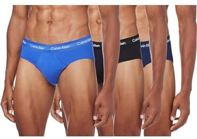 Calvin Klein Slip Uomo 3 Pack 3 PK Hip Brief Elasticizzati, Black/Blueshadow/Cobaltwater Dtm Wb, M