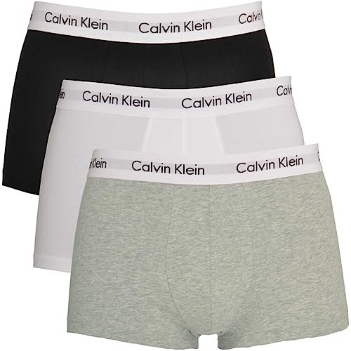 Calvin Klein 3p Low Rise Trunk Boxer, Nero (B-Silver L/Monument/Pheobe Ypv), S (Confezione da 3) da Uomo Grigio/Bianco/Nero XL