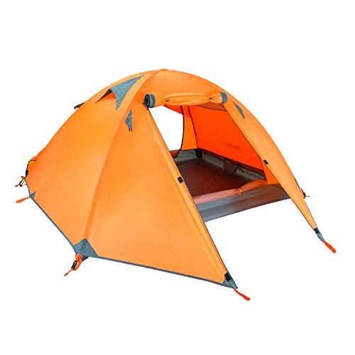 Azarxis 1-2 - 3 Posti Tenda da Campeggio 4 Stagioni, Tenda Ultraleggera da Spiaggia Montagna Alpinismo Trekking (Arancione - 3 Persone)