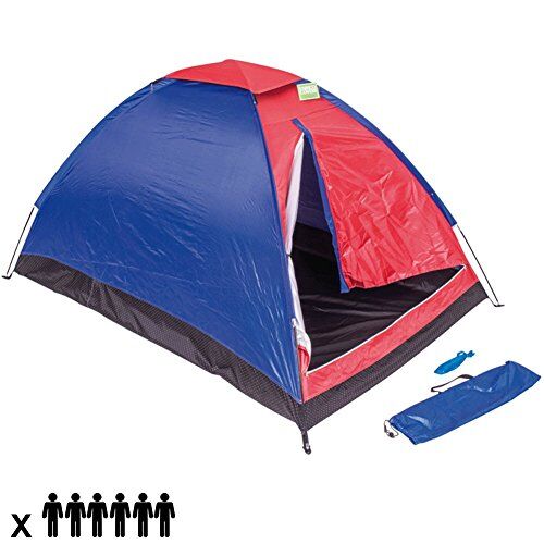 Coveri Enrico Coveri Tenda Da Campeggio Per 6 Persone Tenda Camping Spiaggia Cupola 6 Posti Familiare Tenda Outdoor in Nylon Antivento Zanzariera Colore Rosso Blu