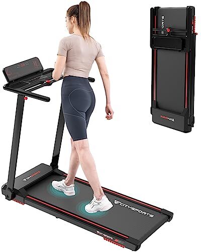 CITYSPORTS Tapis Roulant Elettrico Pieghevole 1-12km/h,Tapis Roulant Salvaspazio con display a LED,Supporto per app e tablet a 360°,Tapis Roulant Compatto per casa e ufficio