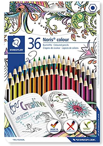 Staedtler Noris Colour 185 - Astuccio di cartone doppio strato, 36 matite colorate, colori assortiti