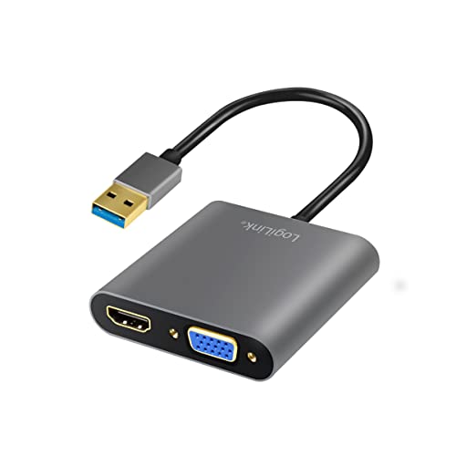 LogiLink UA0234 cavo di interfaccia e adattatore USB 3.0 VGA/HDMI Nero