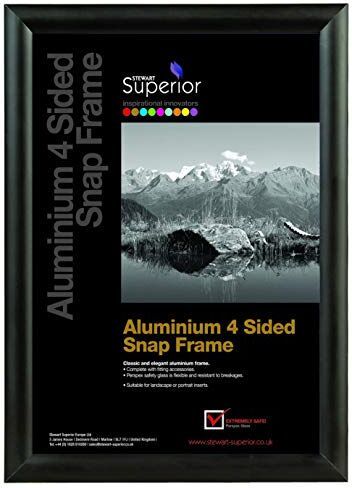 SECO Stewart Superior - Cornice a scatto per poster, formato A2, in alluminio, 4 lati, 25 mm, colore: Nero