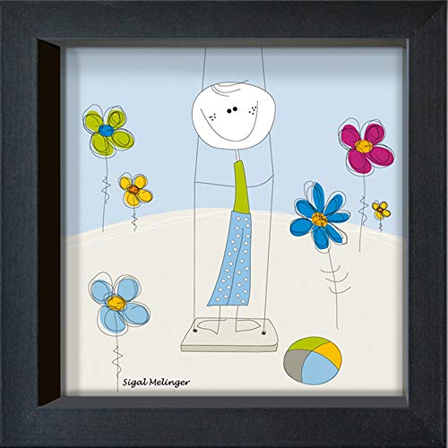 International Graphics - Cartoline incorniciate - Sigal, Melinger - ''Boy on a Swing''- 16 x 16 cm - Cornice disponibile in 4 colori – Colore del cornice: Nero - Serie LUNA