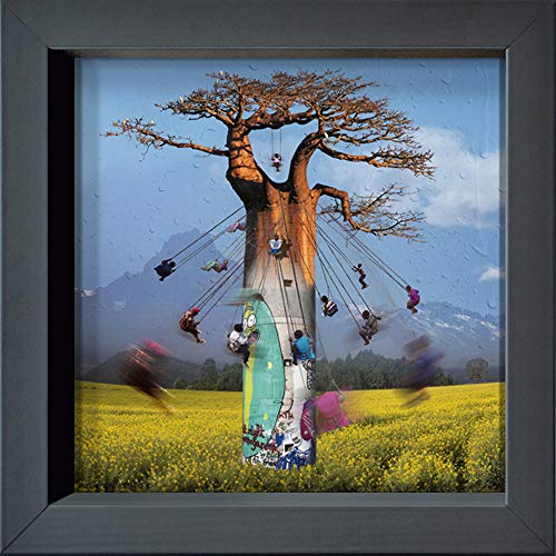 International Graphics - Cartoline incorniciate - Maïlo / M-L Vareilles - ''Envolée autour du Baobab''- 16 x 16 cm - Cornice disponibile in 4 colori – Colore del cornice: Antracite - Serie LUNA