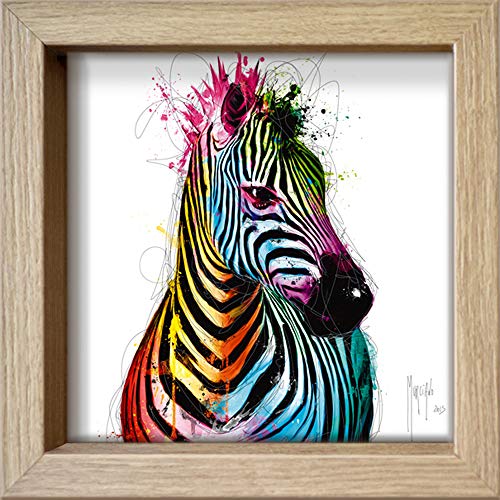 International Graphics - Cartoline incorniciate - Patrice, Murciano - ''Zebra Pop''- 16 x 16 cm - Cornice disponibile in 4 colori – Colore del cornice: Legno/Naturale - Serie LUNA