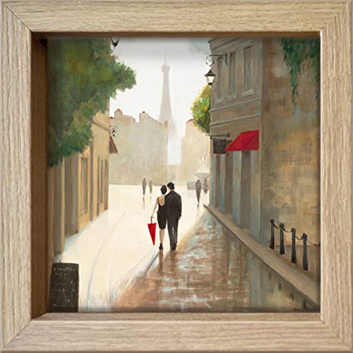 International Graphics - Cartoline incorniciate - Marco, Fabiano - ''Paris Romance I''- 16 x 16 cm - Cornice disponibile in 4 colori – Colore del cornice: Legno/Naturale - Serie LUNA