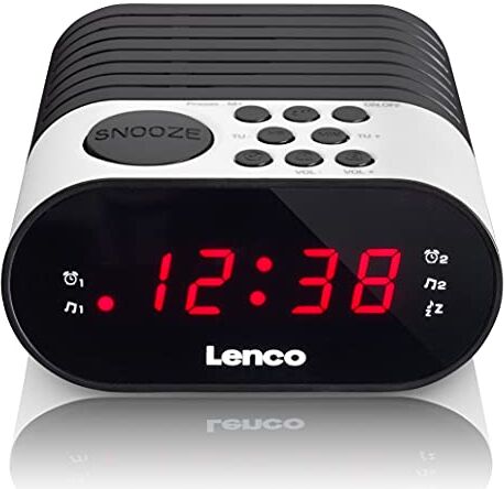 Lenco CR-07 Clock Black,White - radios (Clock, FM, PLL, LED, AC, Battery)